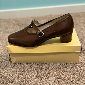 Brown Leather Mary Jane Heels
